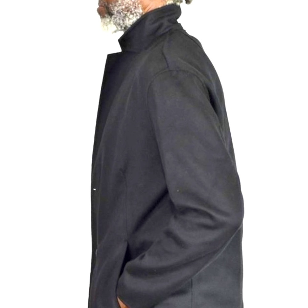 Theory Black Dress Coat Size Medium Notch Lapel Topcoat Wool Cashmere Overcoat